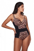 Dalia Jane leopard-czerń k26 jednoczęściowy miękki kostium kąpielowy