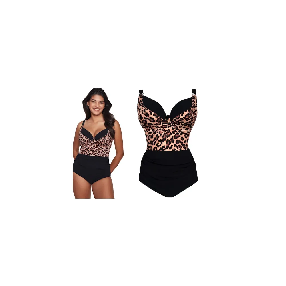 Dalia Jane leopard-czerń k24 jednoczęsciowy usztywniany kostium kąpielowey
