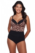 Dalia Jane leopard-czerń k24 jednoczęściowy usztywniany kostium kąpielowy