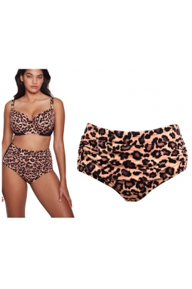 Dalia Jane leopard-czerń figi maxi marszczone kostium kąpielowey