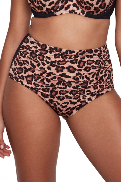 Dalia Jane leopard-czerń figi maxi marszczone kostium kąpielowey