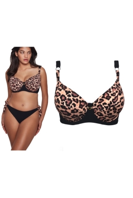 Dalia Jane leopard-czerń K26 dwuczęściowy miękki kostium kąpielowey