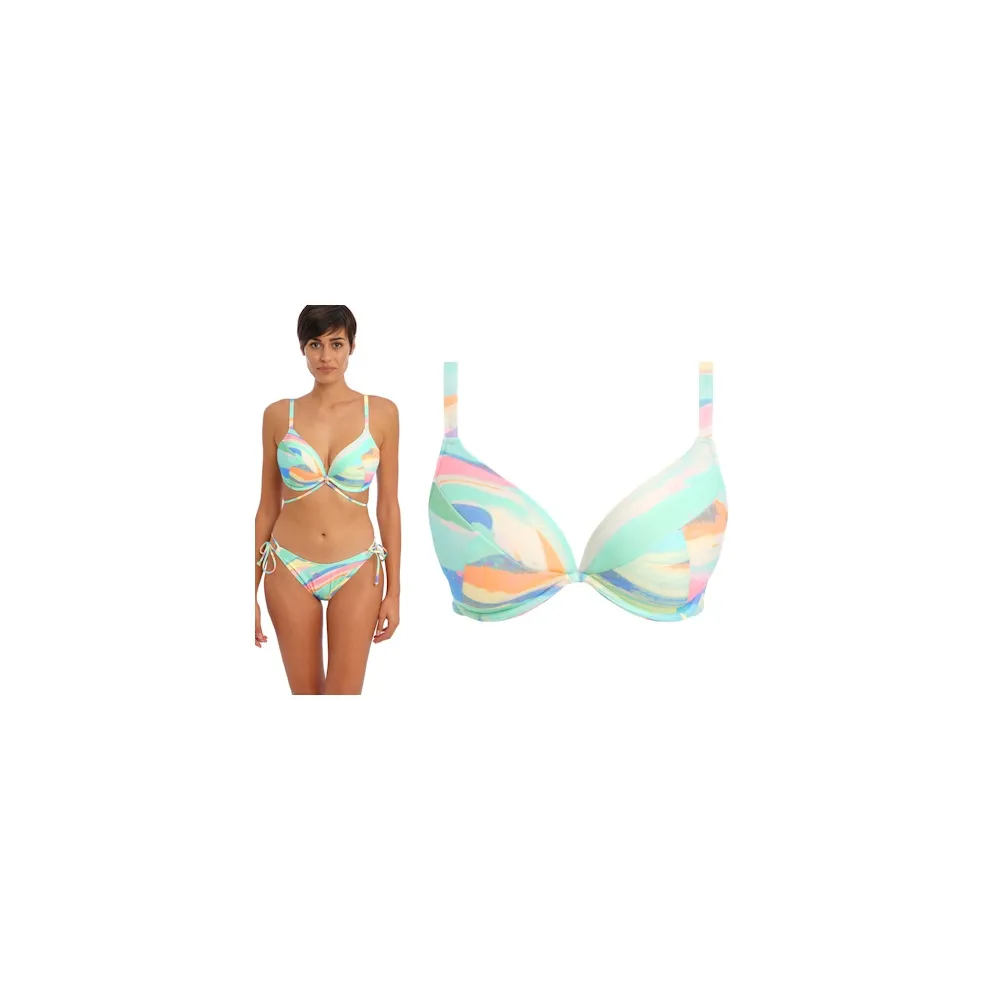 Freya Summer Reef aqua padded plunge biustonosz usztywniany do stroju kąpielowego