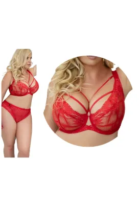 KrisLine  Kiss raspberry soft lace biustonosz