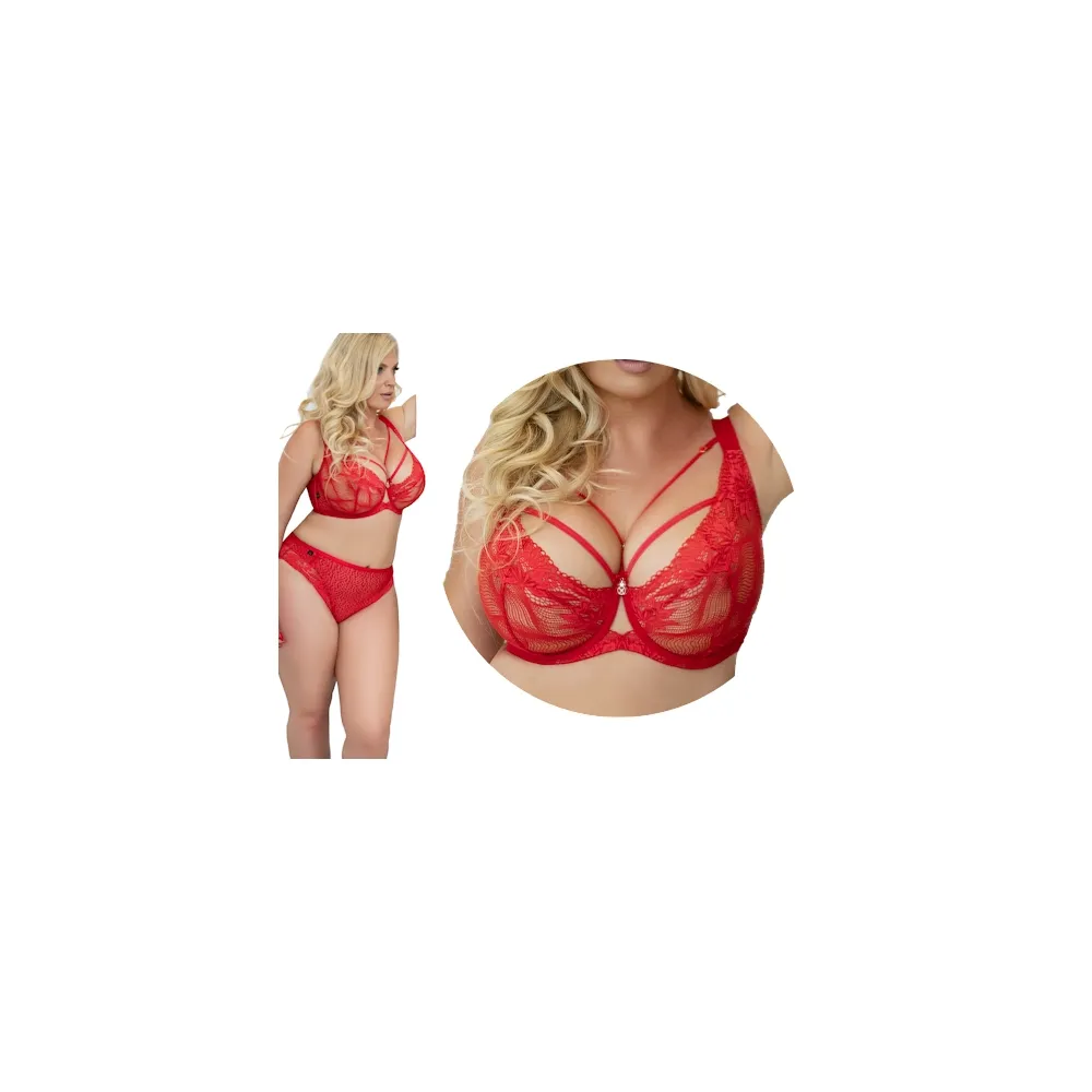 KrisLine  Kiss raspberry soft lace biustonosz