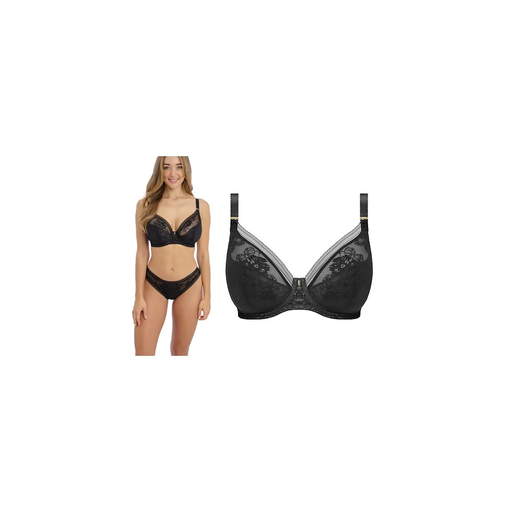 Fantasie Fusion lace black padded plunge biustonosz usztywniany