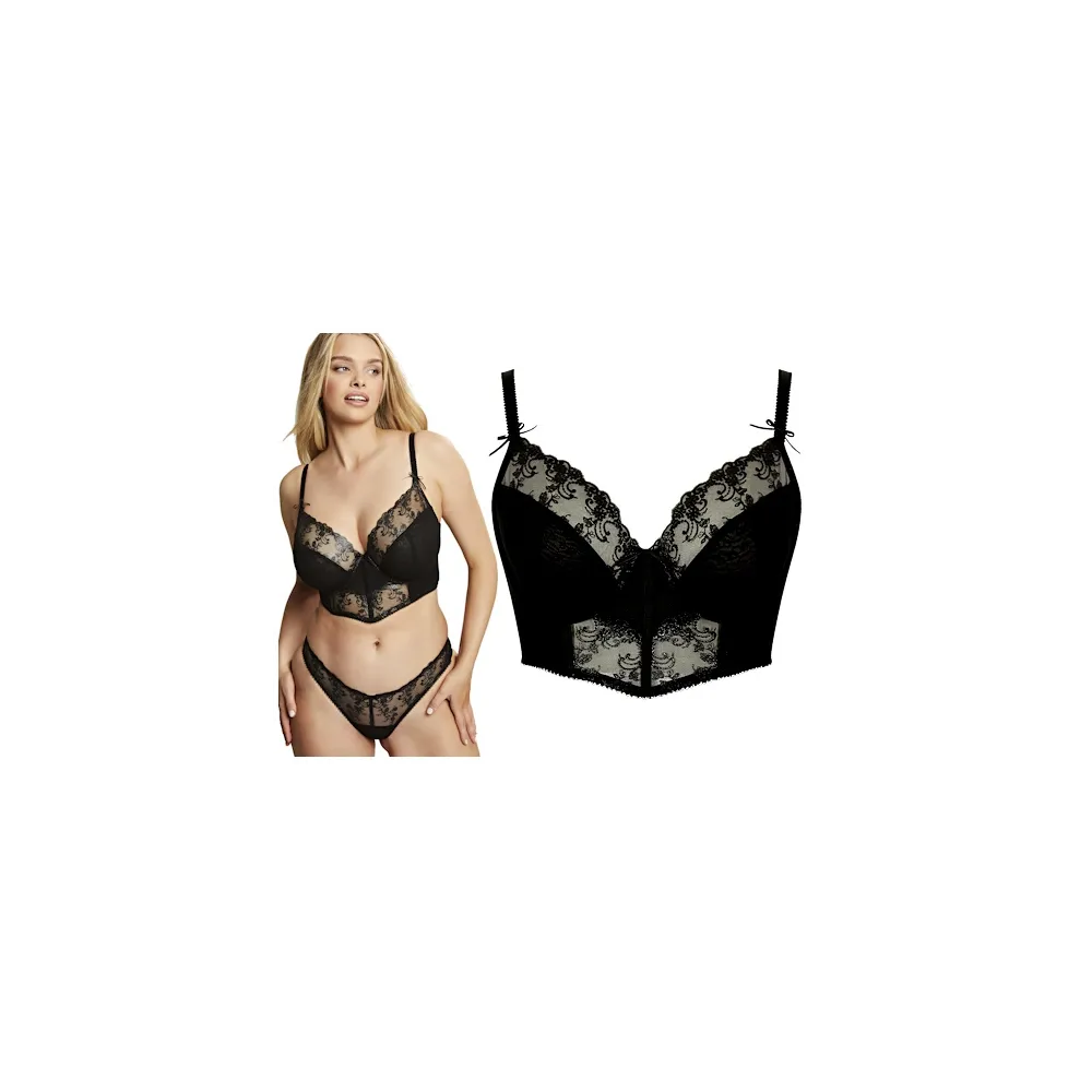 Cleo by Panache Camille black plunge longline biustonosz soft