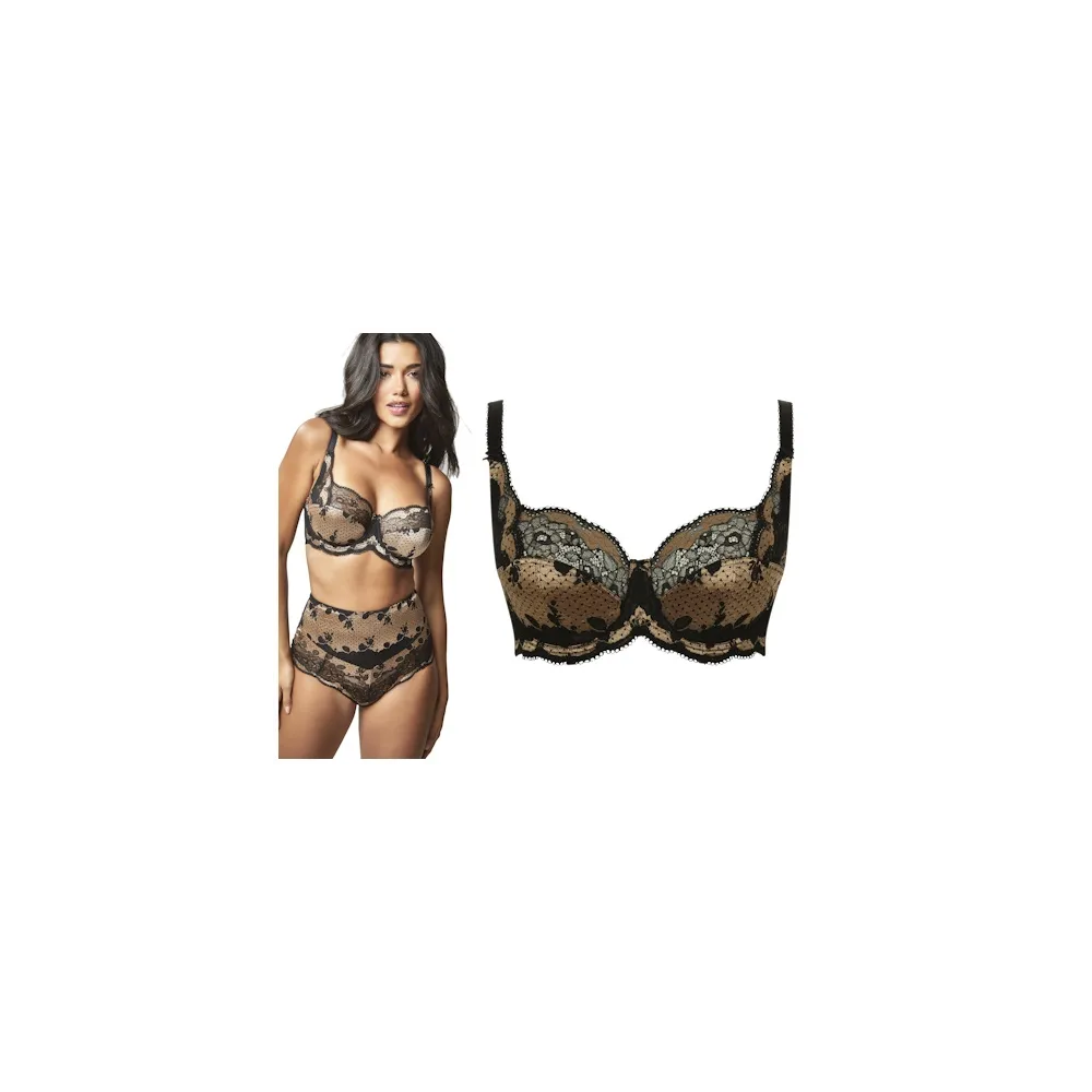 Panache Clara black/vintage gold biustonosz soft na fiszbinach