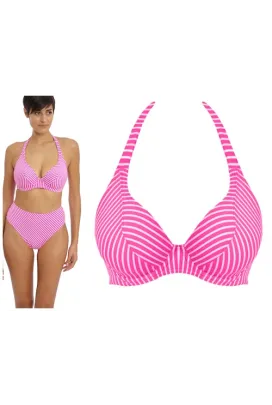 Freya Jewel Cove stripe raspberry halter top biustonosz do stroju kąpielowego