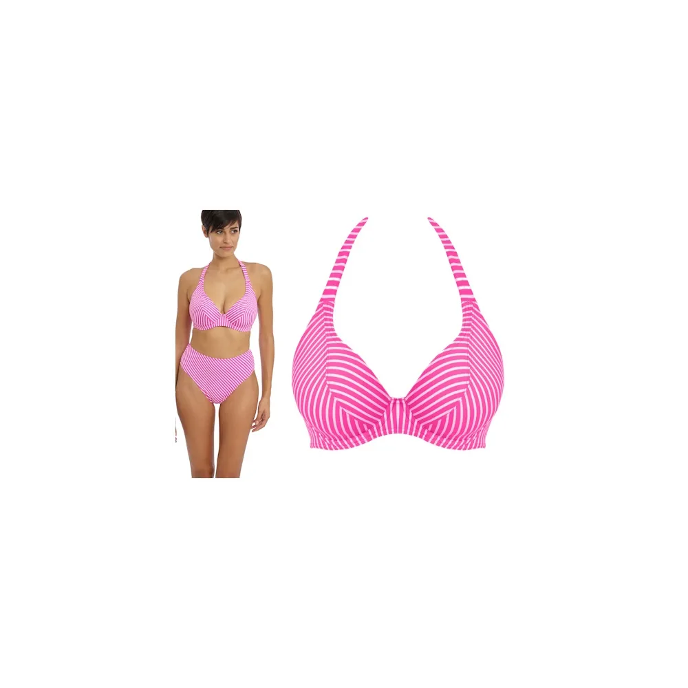 Freya Jewel Cove stripe raspberry halter top biustonosz do stroju kąpielowego