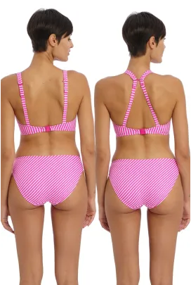 Freya Jewel Cove stripe raspberry figi bikini do stroju kąpielowego