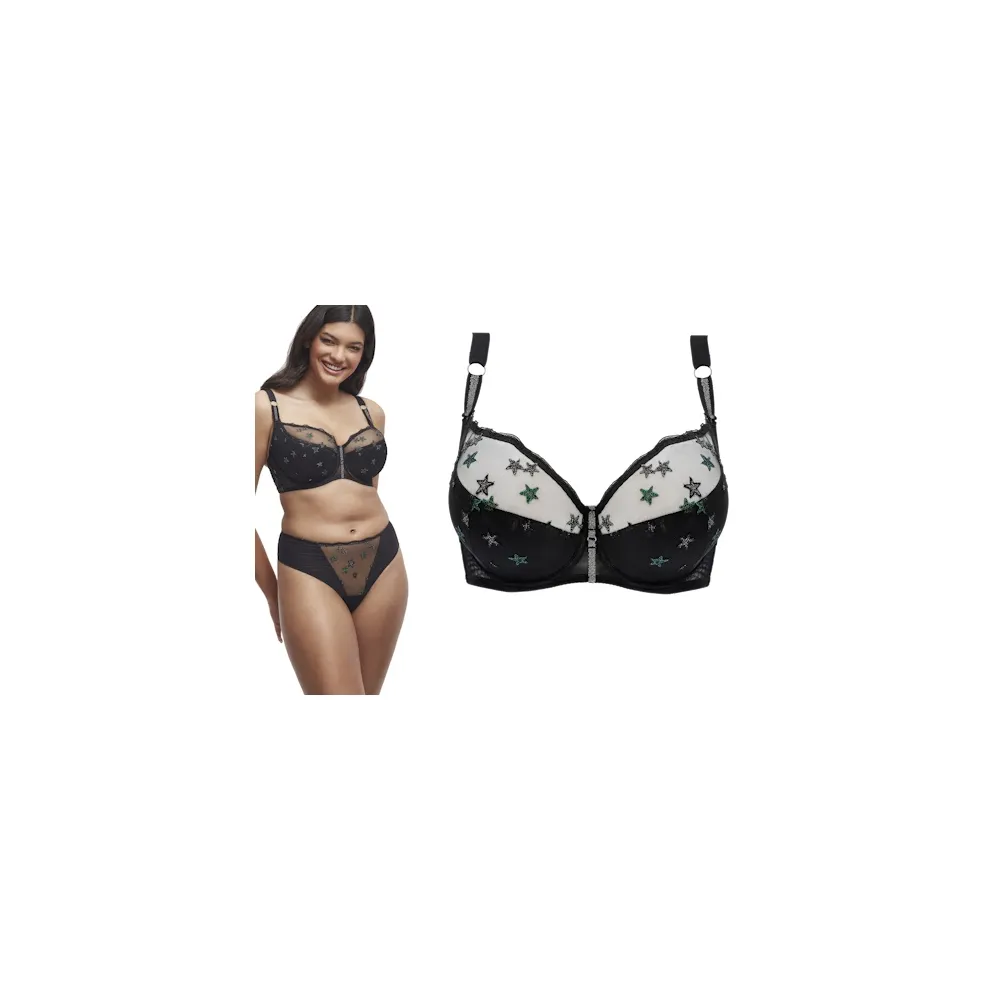 Dalia Virgo K24 czerń gwiazdki biustonosz semi-soft