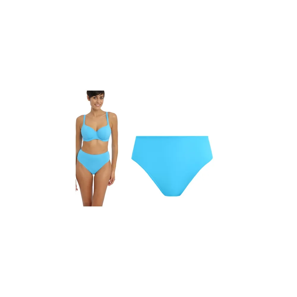 Freya Jewel Cove plain turquoise figi hight waist majtki do stroju kąpielowego