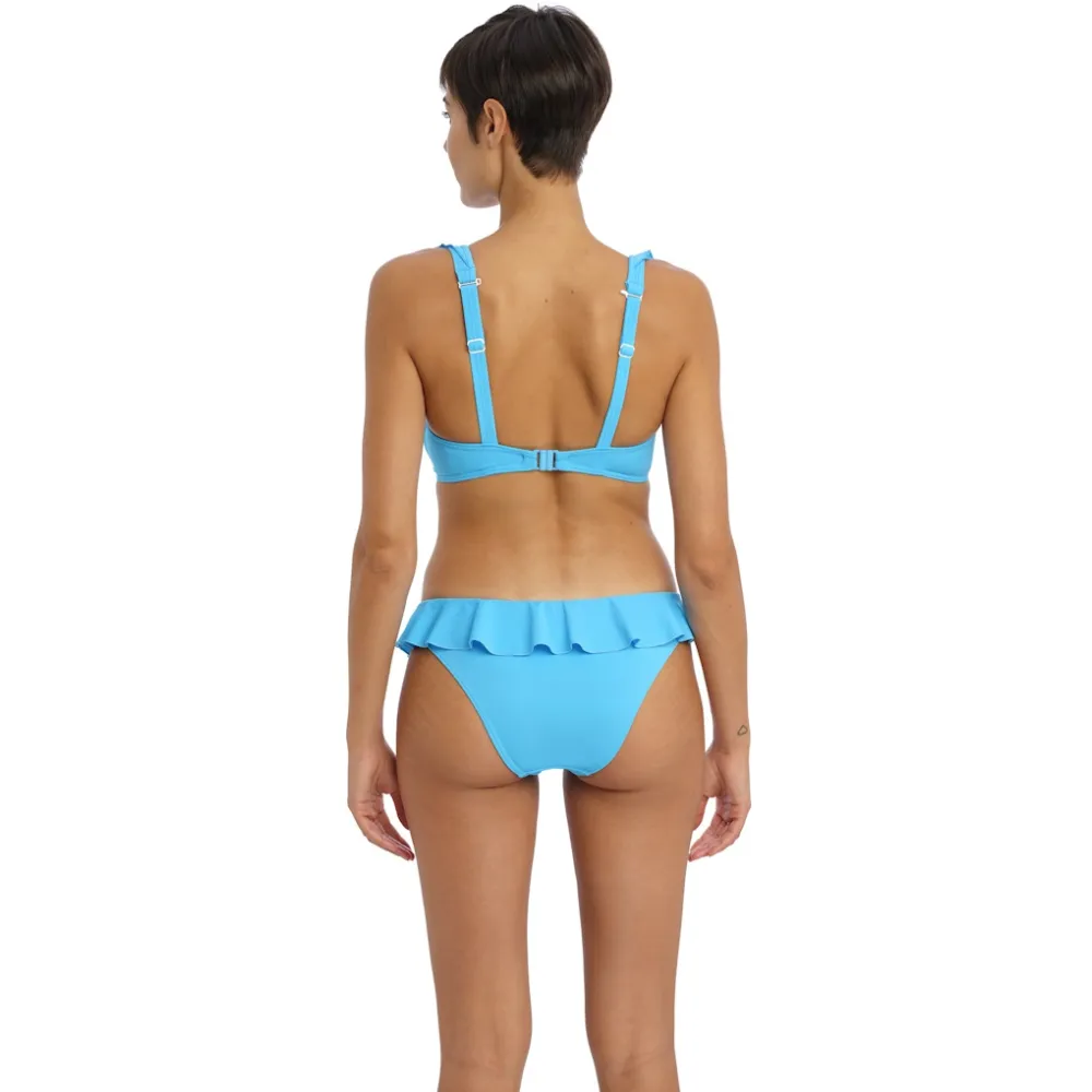 Freya Jewel Cove plain turquoise figi italini z falbanką majtki do stroju kąpielowego
