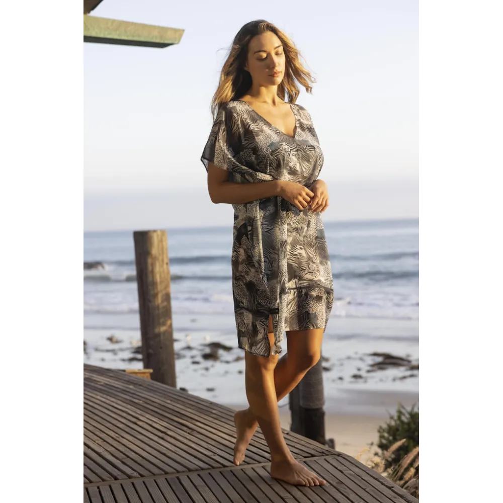 Fantasie Seraya Sands monochrome kaftan plażowy