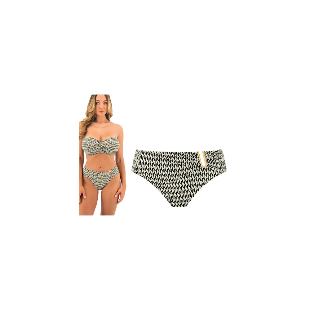 Fantasie Koh Lipe black and cream figi mid rise do stroju kąpielowego