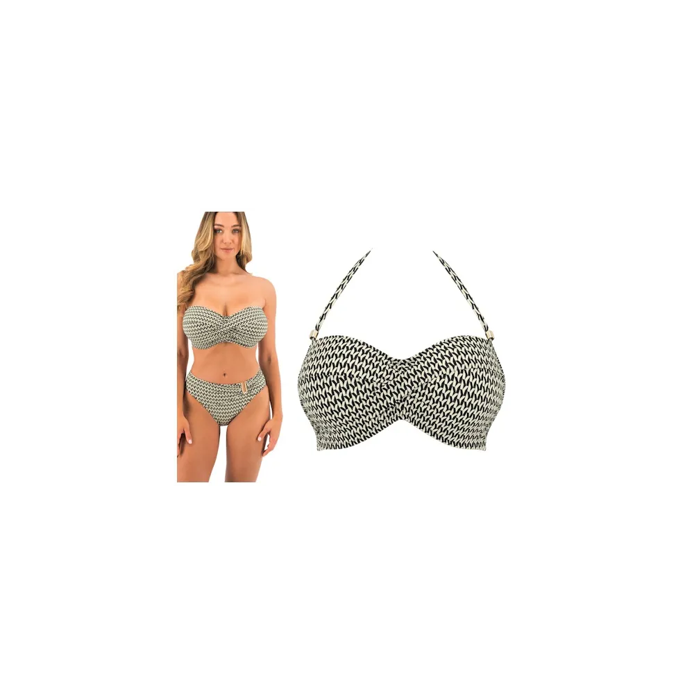 Fantasie Koh Lipe black and cream biustonosz bandeau do stroju kąpielowego