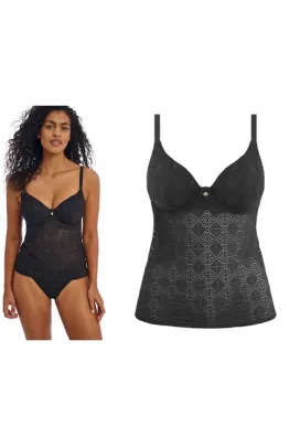 Freya Nomad Nights black tankini koszulka do stroju kąpielowego