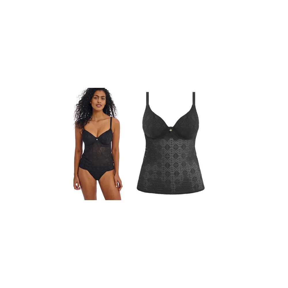 Freya Nomad Nights black tankini koszulka do stroju kąpielowego