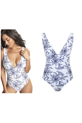 Panache Capri print white bezfiszbinowy jednoczęściowy strój kąpielowy