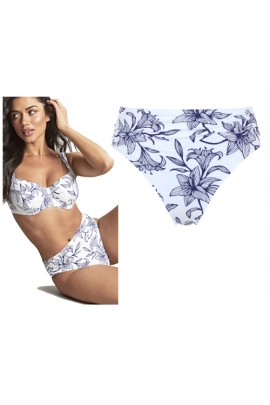 Panache Capri print white figi marszczone do stroju kąpielowego