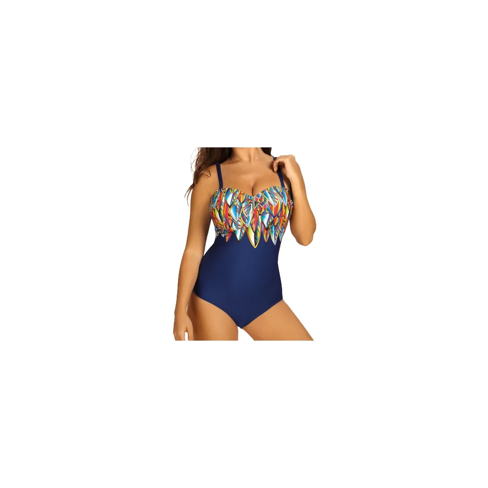 Self 8030AZ1 Azores 1cz blue-multi pióra strój kąpielowy jednoczęściowy