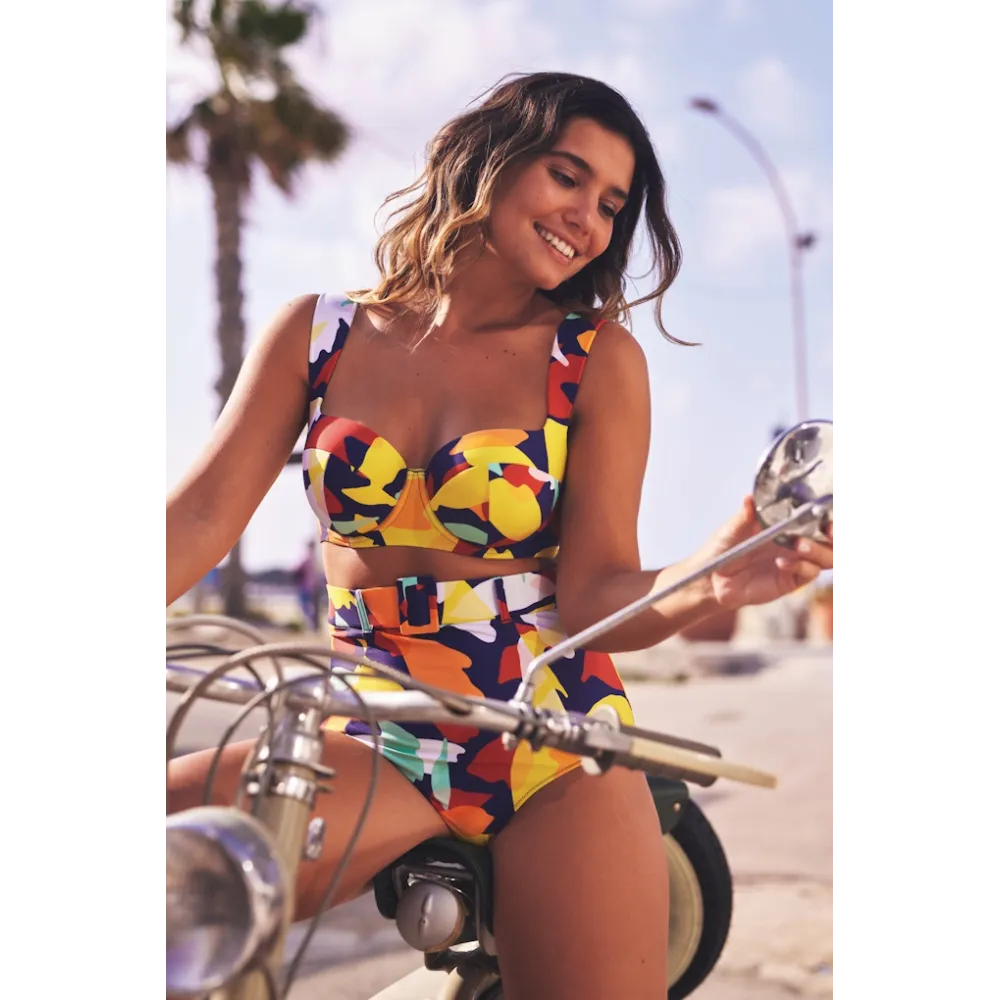 Panache Puglia print balconette padded biustonosz usztywniony do stroju kąpielowego