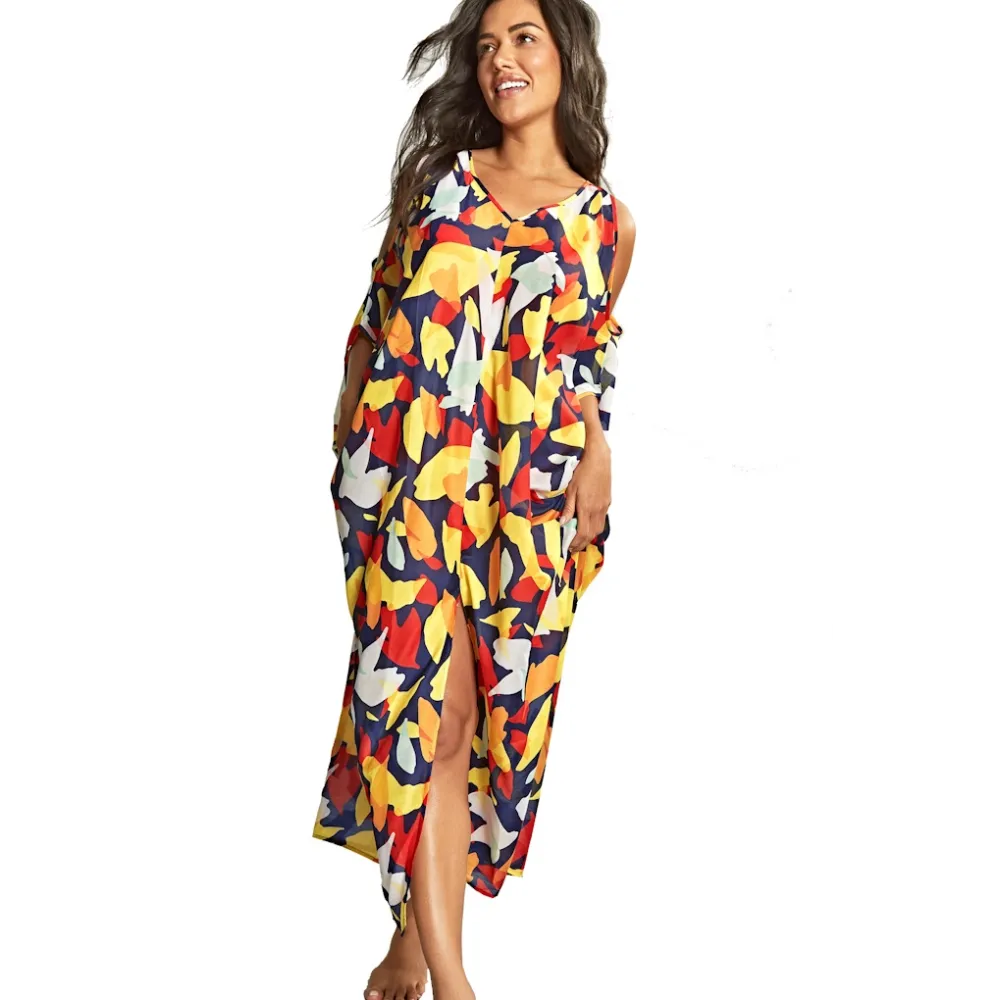 Panache Puglia print kaftan plażowy stroju kąpielowego
