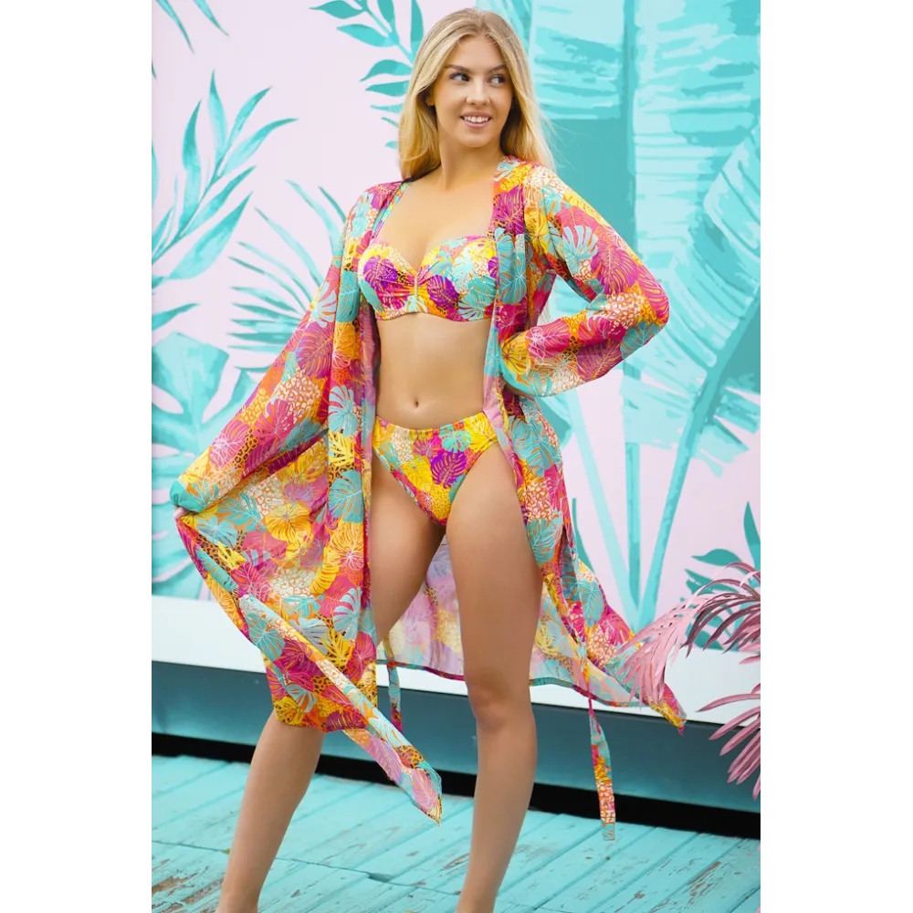 Self 24 D81SZ 27 złoty liście kaftan do stroju kąpielowego