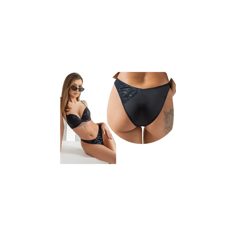 KrisLine Portofino czarne figi bikini do stroju kąpielowego