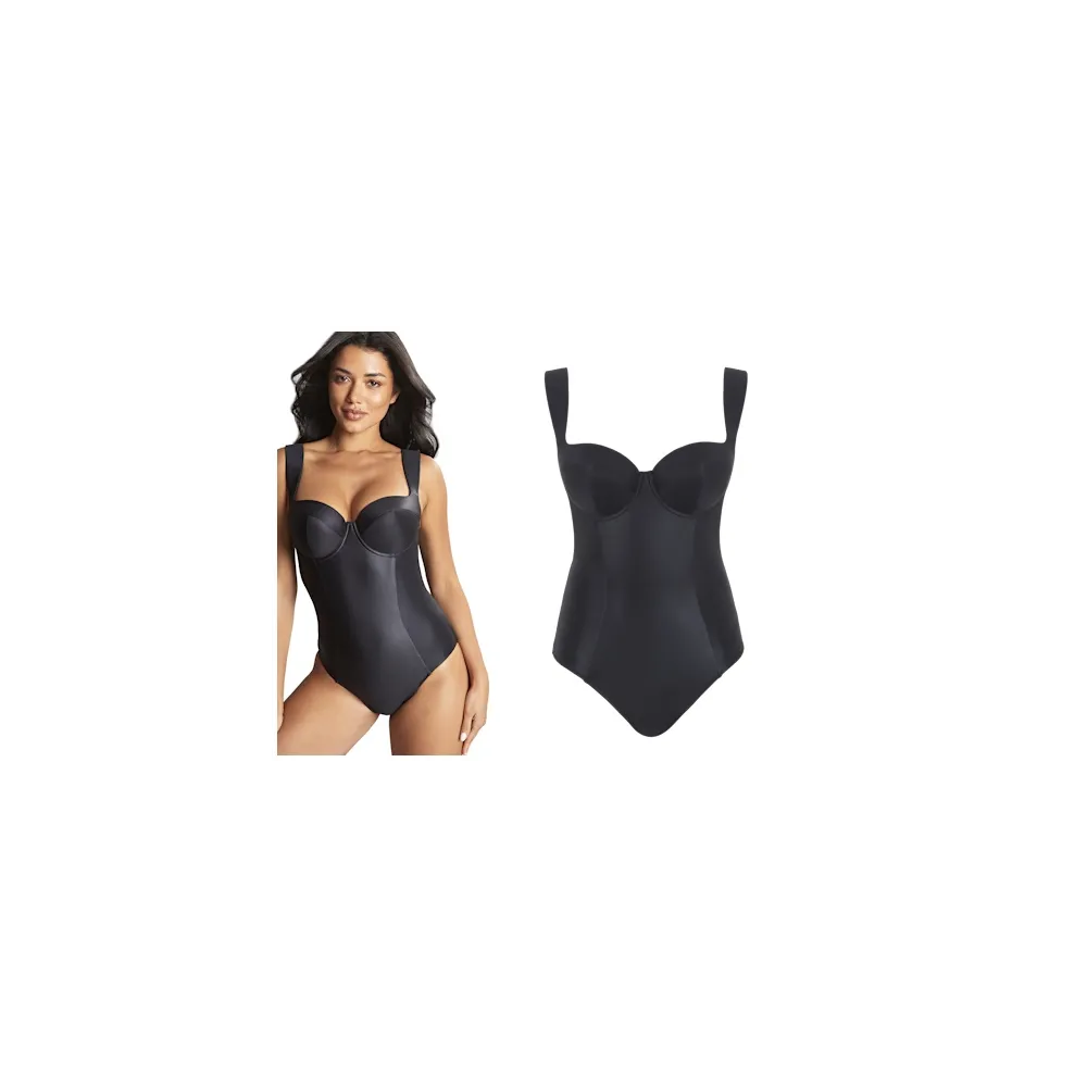 Panache Obsidian black padded jednoczęściowy strój kąpielowy z fiszbinami