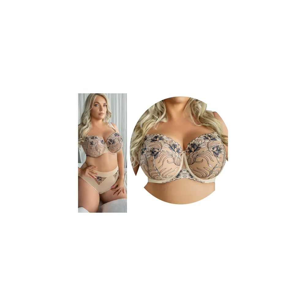 KrisLine Glow beigenavy full-cup biustonosz soft