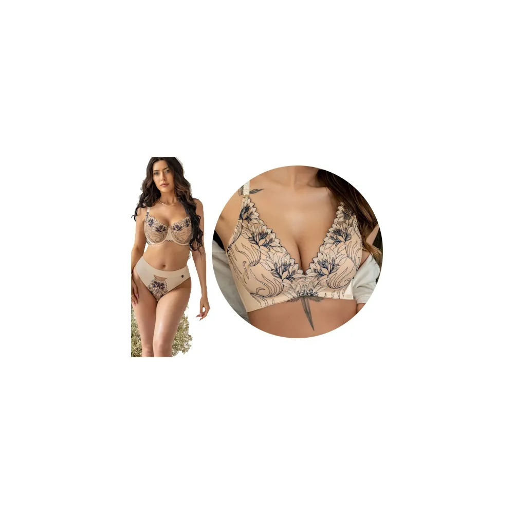 KrisLine Glow beigenavy brassiersmart biustonosz push-up