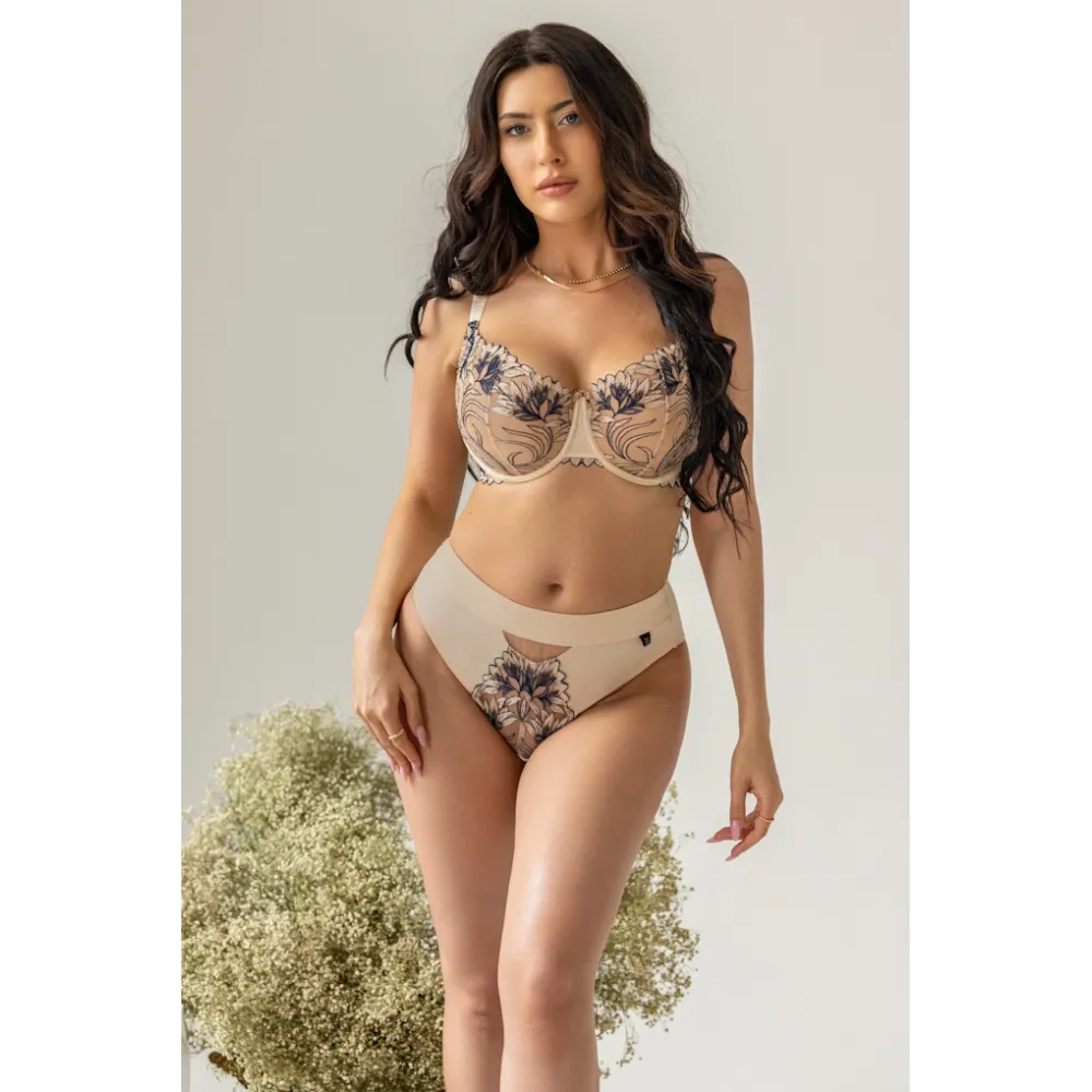 KrisLine Glow beigenavy brassiersmart biustonosz push-up