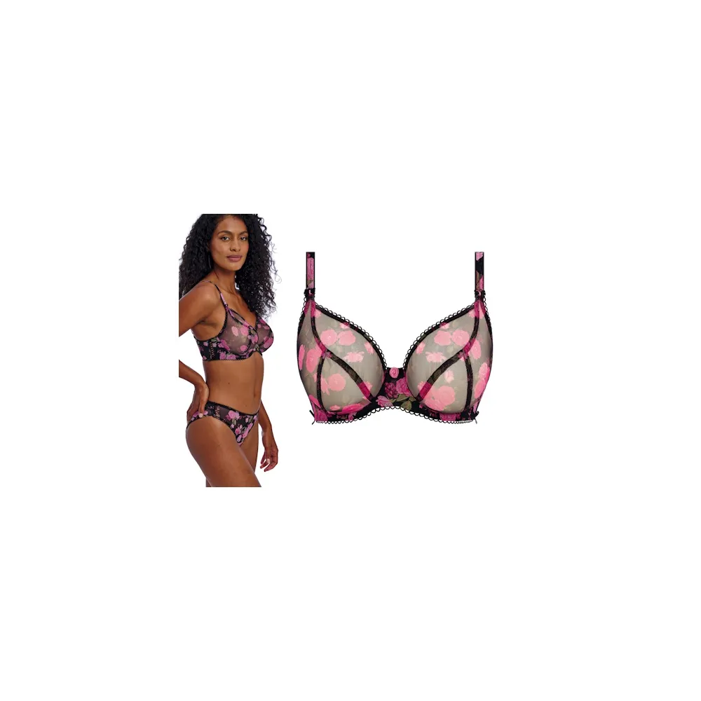 Freya Rose Blossom black rose biustonosz soft plunge