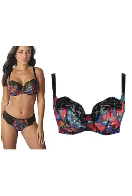 Panache Nina black floral biustonosz soft