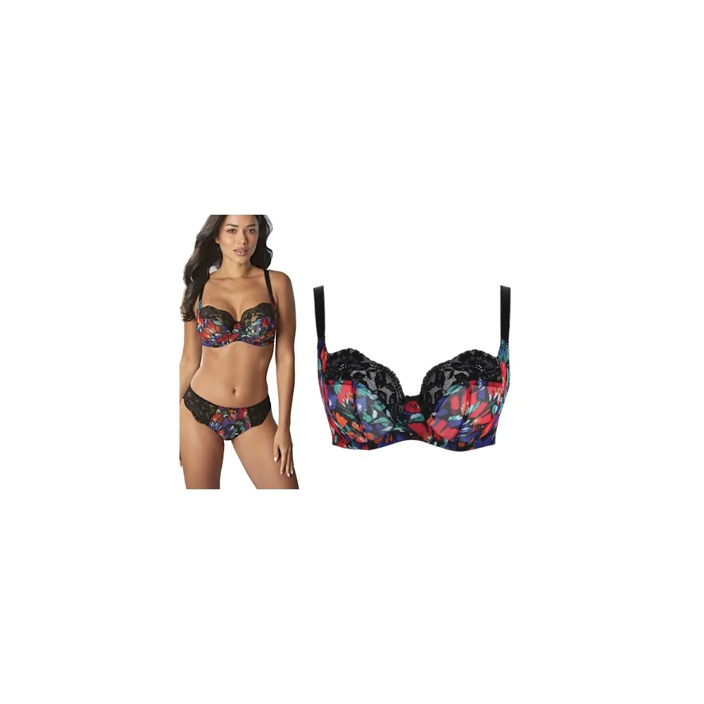 Panache Nina black floral biustonosz soft