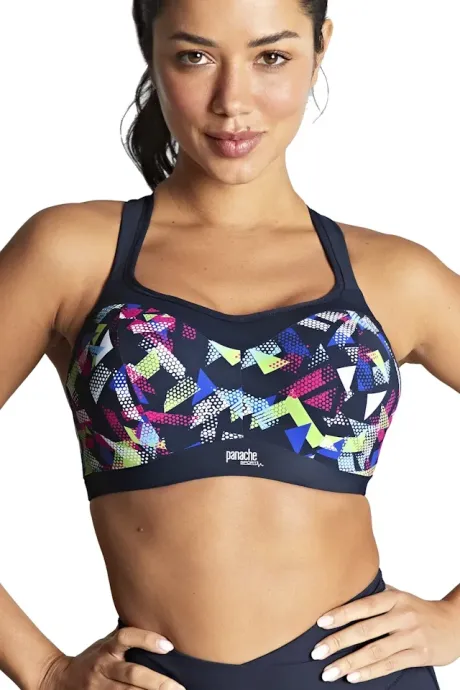 Panache Sport graphic print biustonosz sportowy z fiszbinami