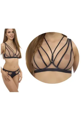 Lupoline 2505 czarny beż bralette biustonosz soft