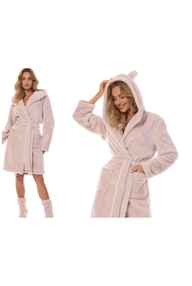 L&L 2407 Funny szlafrok beżowy z uszkami