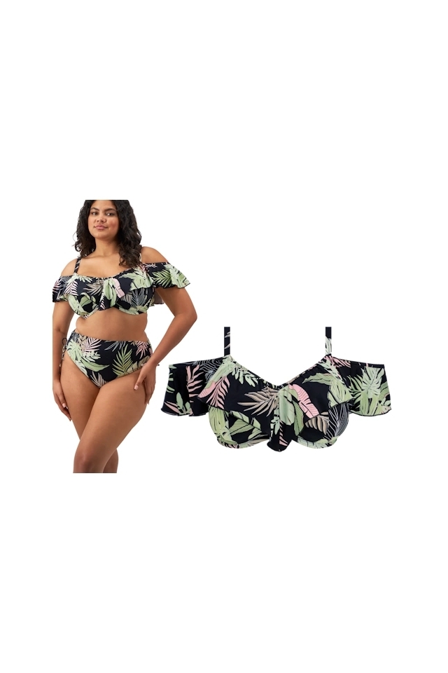 Elomi Tropical Retreat black top z falbanką do stroju kąpielowego