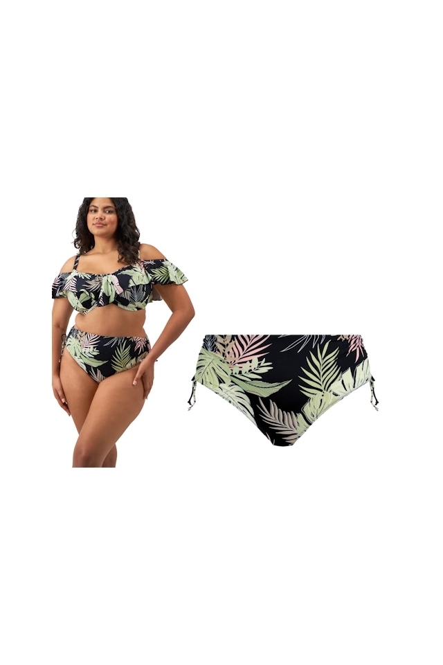 Elomi Tropical Retreat black figi wysokie z troczkami do stroju kąpielowego