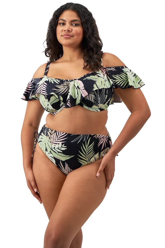 Elomi Tropical Retreat black figi wysokie z troczkami do stroju kąpielowego