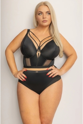 KrisLine Simple black bralette longline biustonosz minigorset