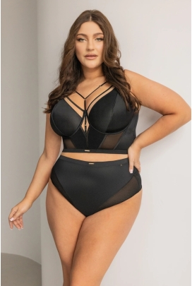 KrisLine Simple black bralette longline biustonosz minigorset