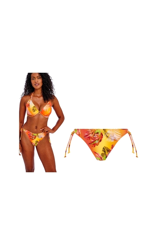 Freya Miami Sunset papaya figi high-leg wiązane typu RIO do stroju kąpielowego