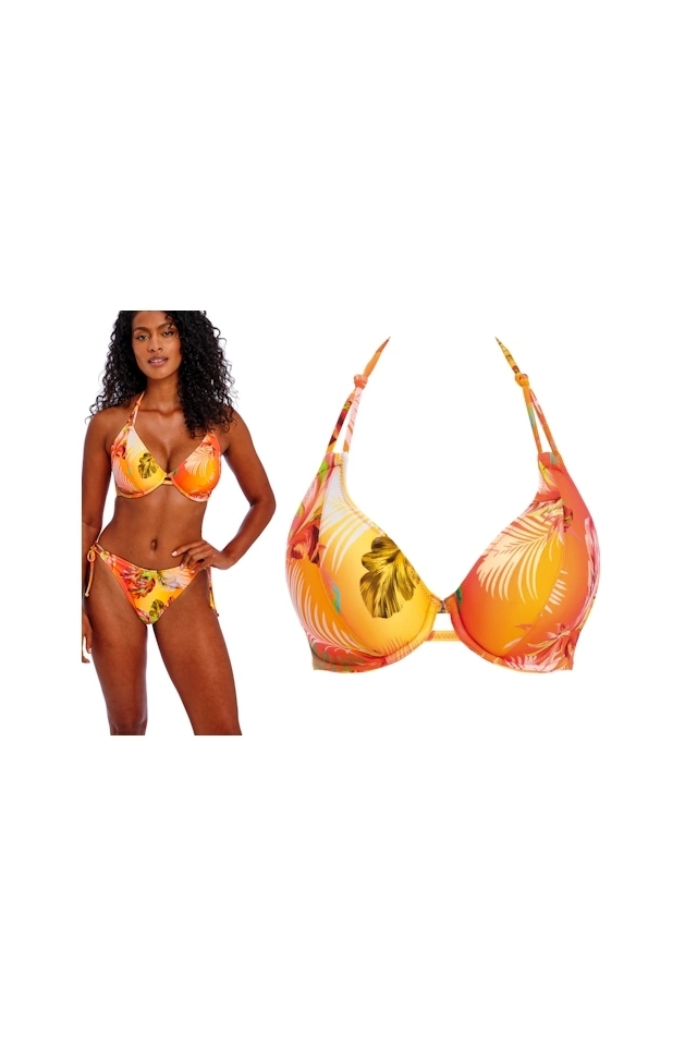 Freya Miami Sunset papaya halter biustonosz na szyję do stroju kąpielowego