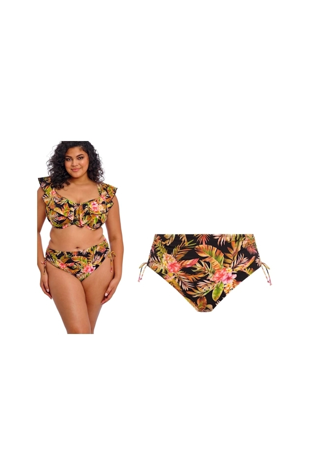 Elomi Tiger Valley black figi high waist majtki do stroju kąpielowego