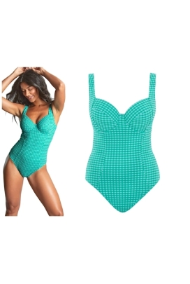Panache Paloma Gingham green jednoczęściowy strój kąpielowy z fiszbinami