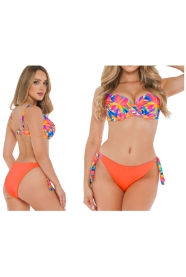 Self 25 936CP8 orange liście dwuczęściowy strój kąpielowy